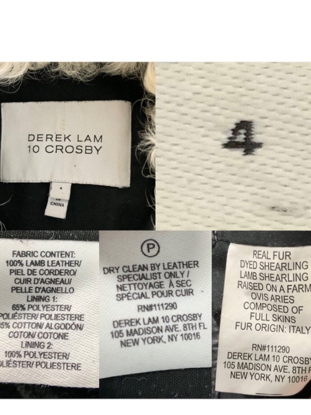 Derek Lam 10 Crosby Shearling Collar Leather Jacket 4 Indigo - Picture 7 of 15
